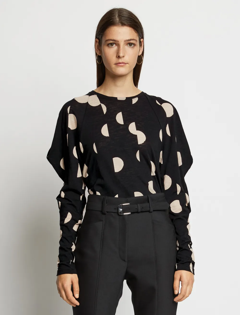 Image of Proenza Schouler Broken Dot Puff Sleeve T-Shirt  black/ecru dot XS