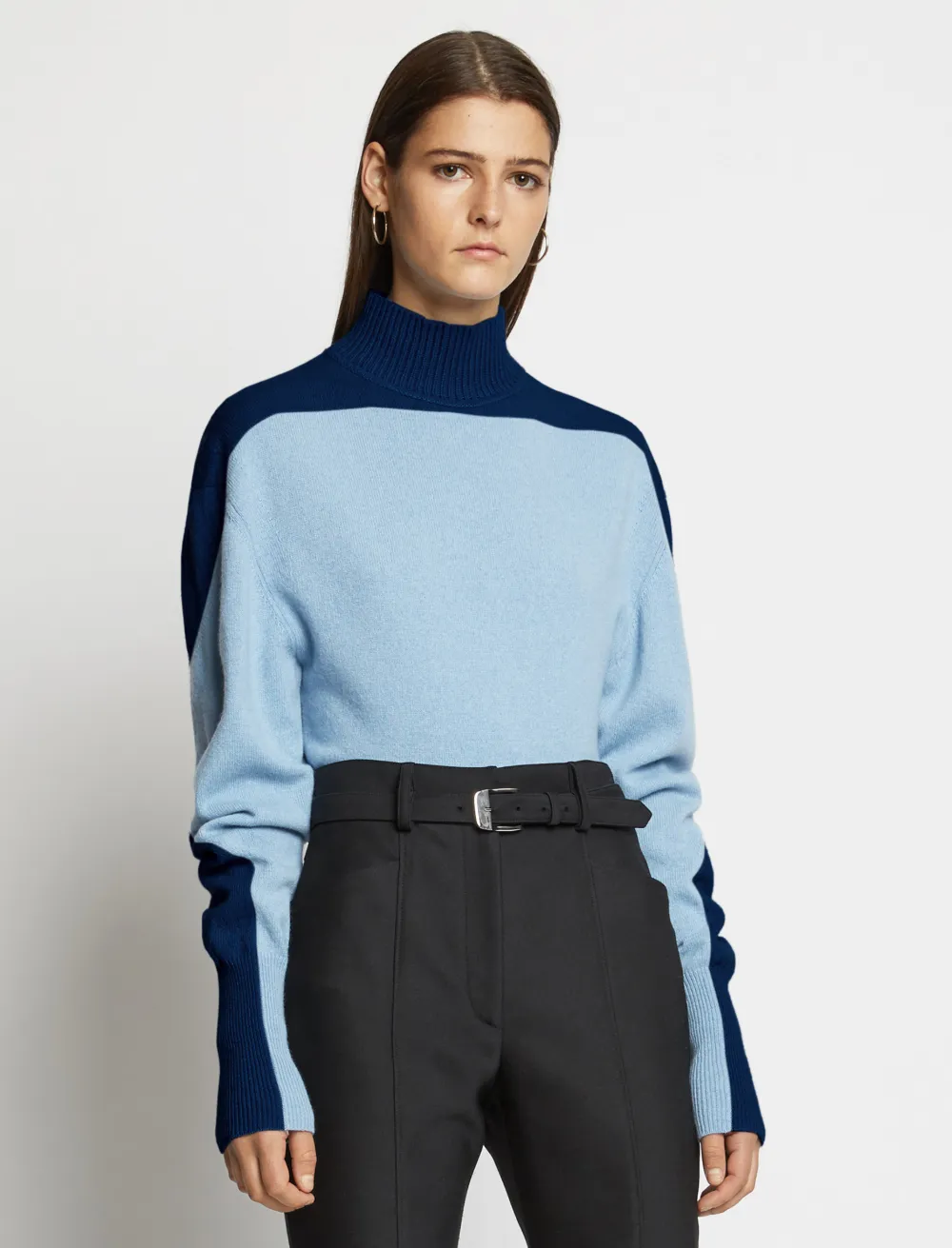 Image of Proenza Schouler Eco Cashmere Bicolor Turtleneck chambray/navy/blue XS