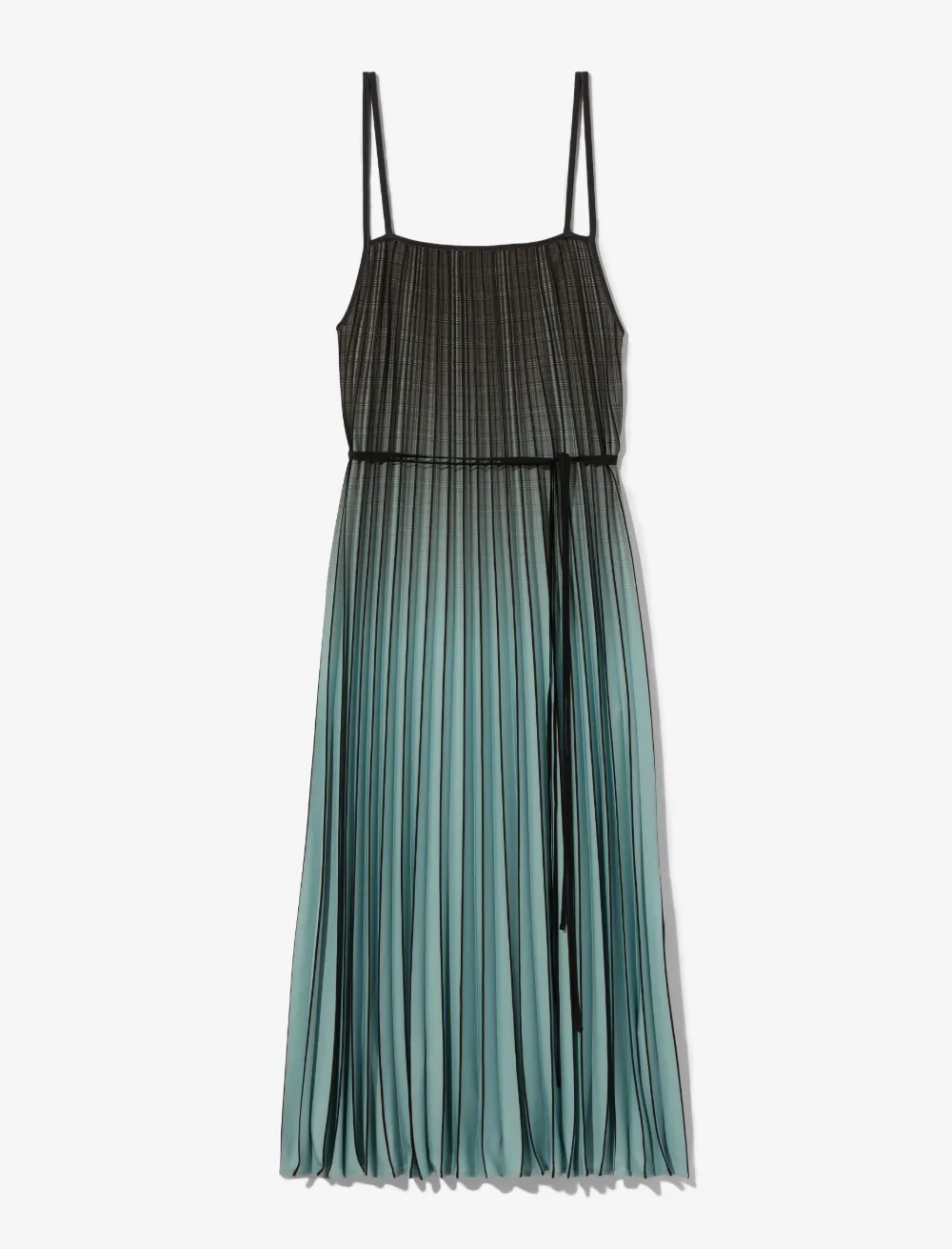 Image of Proenza Schouler White Label Ombré Plaid Pleated Dress  steel blue/blk ombre plaid/green