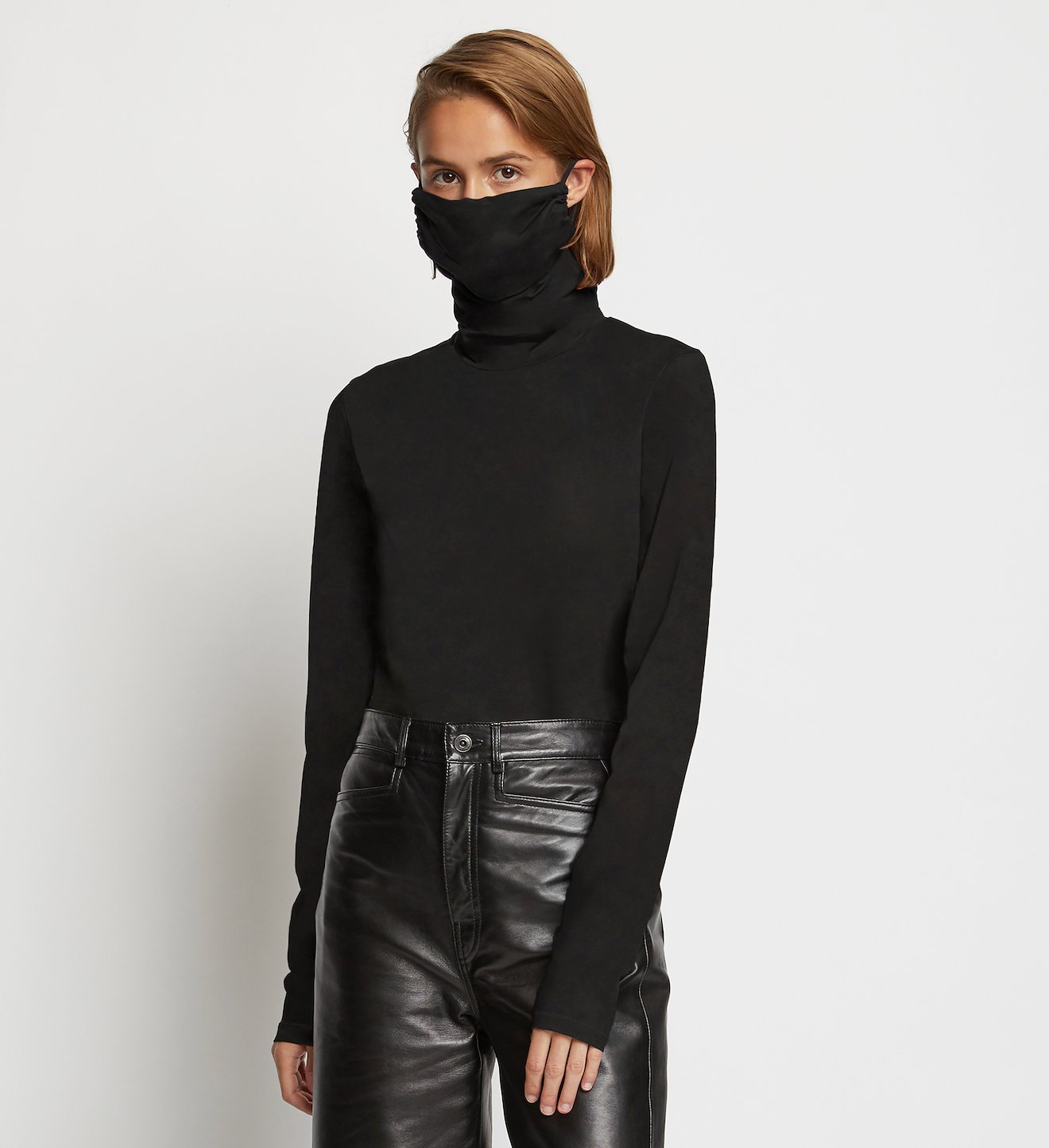 Jersey Mask Turtleneck Top