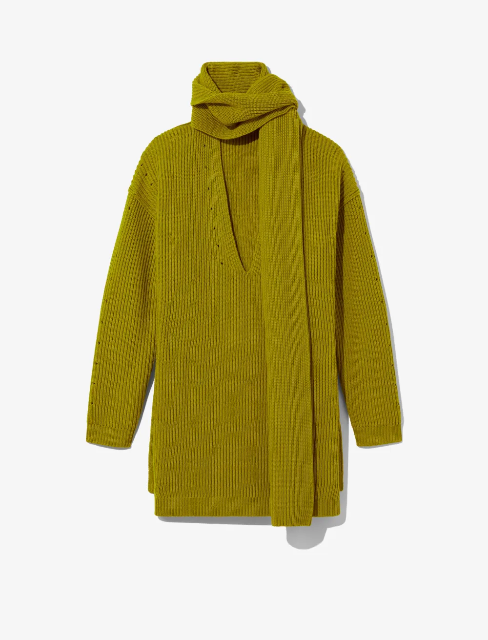 Image of Proenza Schouler White Label Convertible Scarf V-Neck Sweater  acid green S