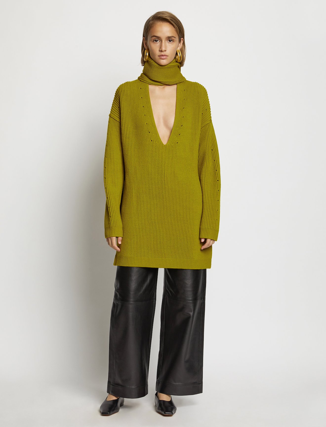 Convertible Scarf V-Neck Sweater #1