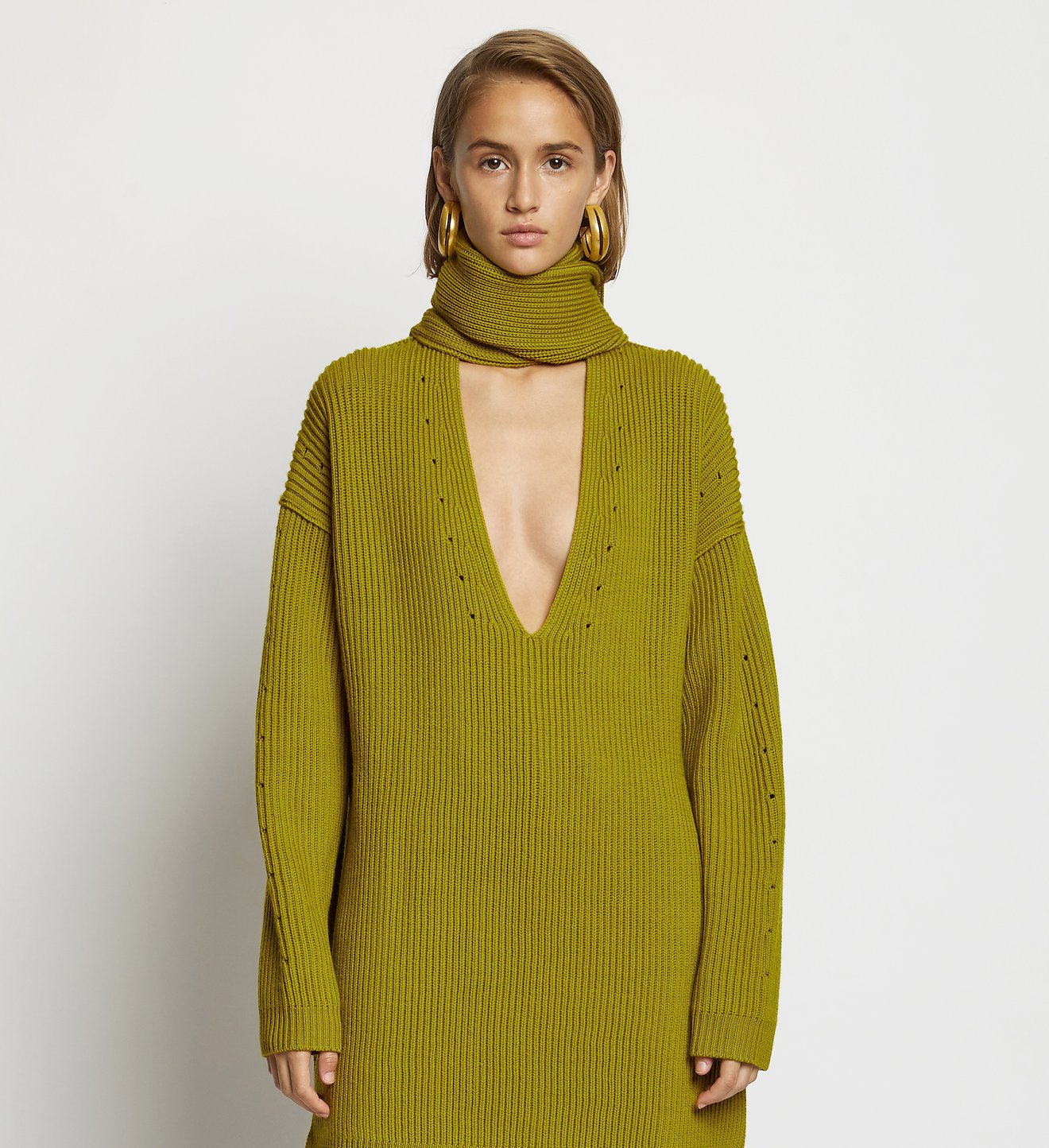 Convertible Scarf V-Neck Sweater