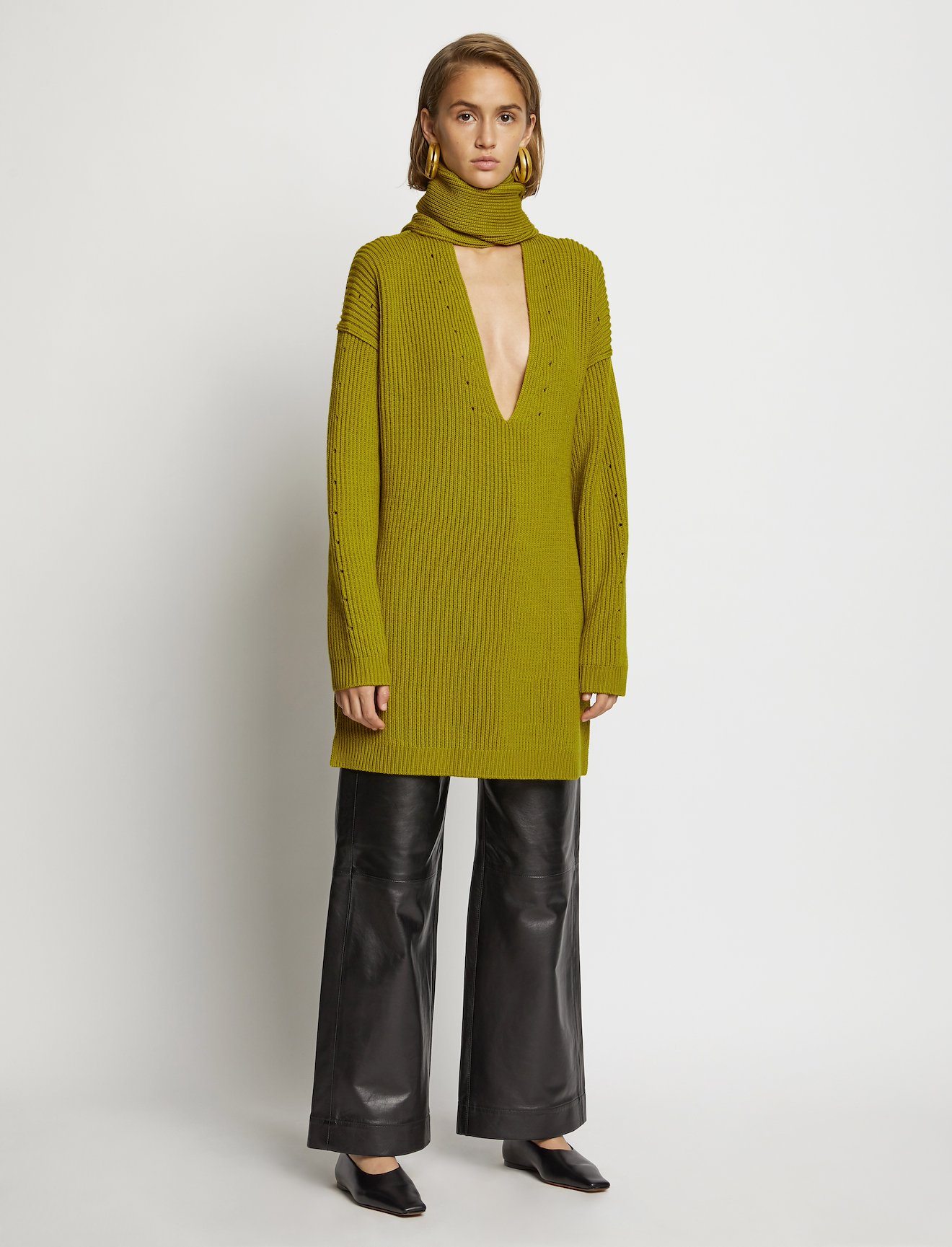 Convertible Scarf V-Neck Sweater #2
