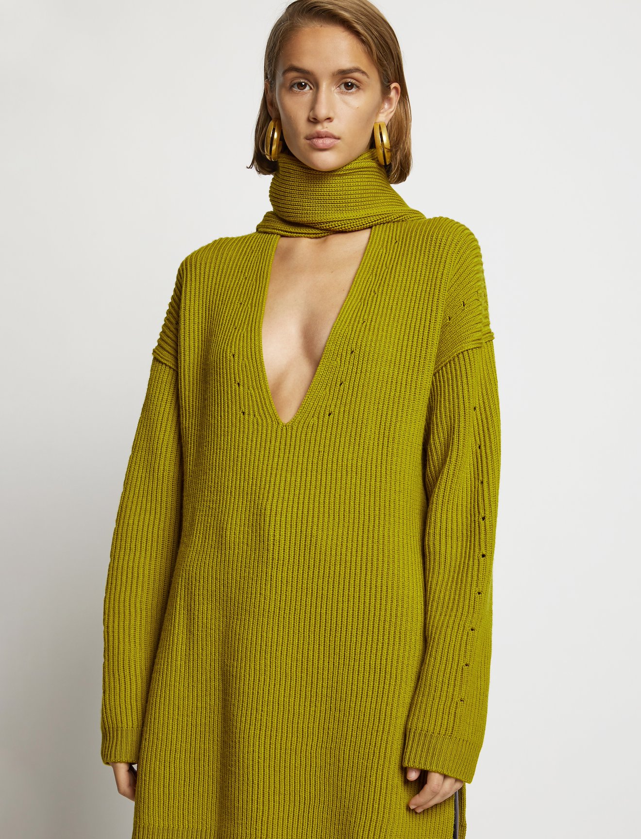 Convertible Scarf V-Neck Sweater #4