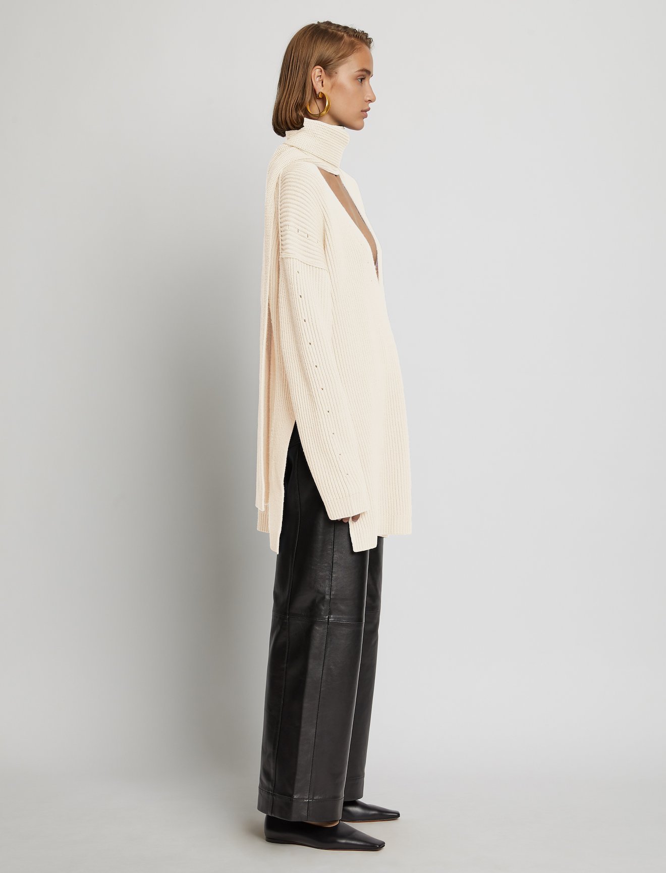 Convertible Scarf V-Neck Sweater #2