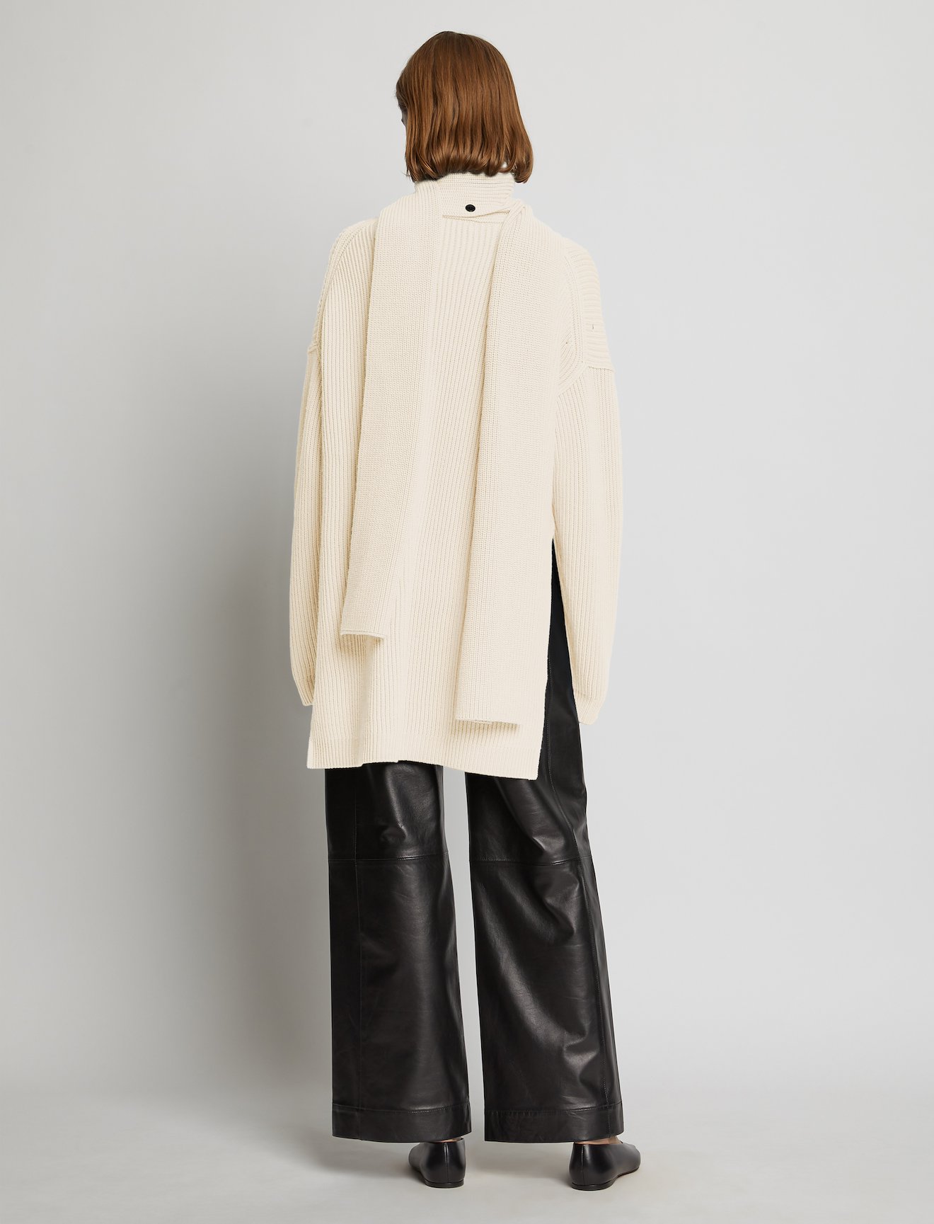 Convertible Scarf V-Neck Sweater #3