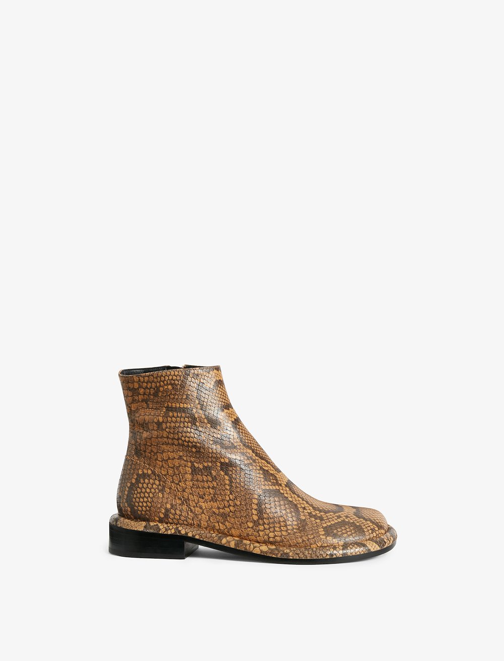Embossed Python Pipe Ankle Boots