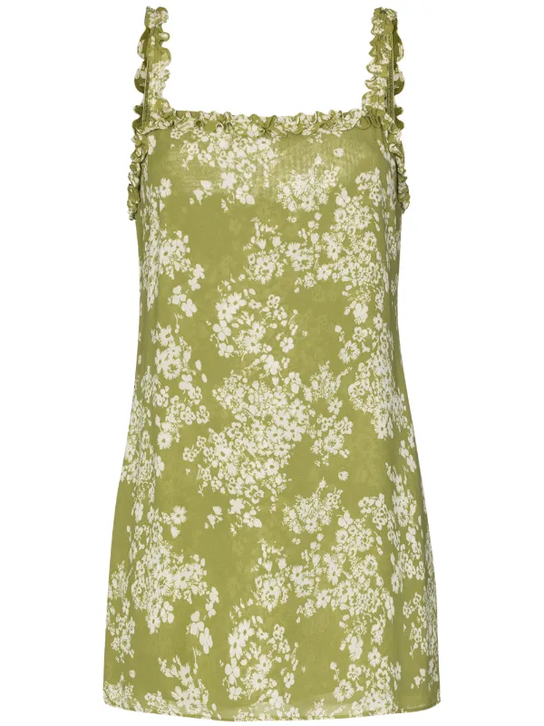 green and white mini dress