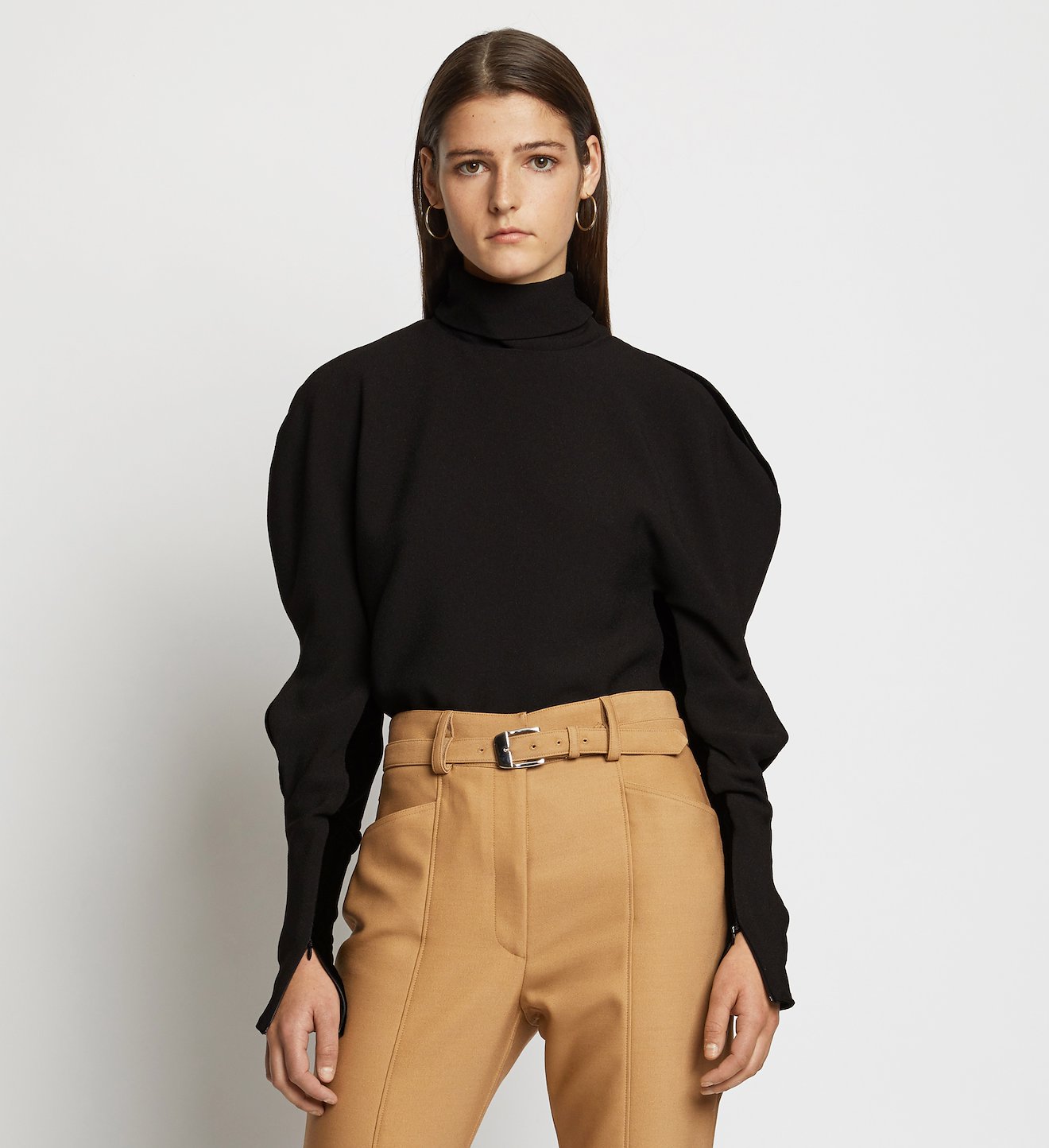 Sculpted Sleeve Crepe Velvet Top