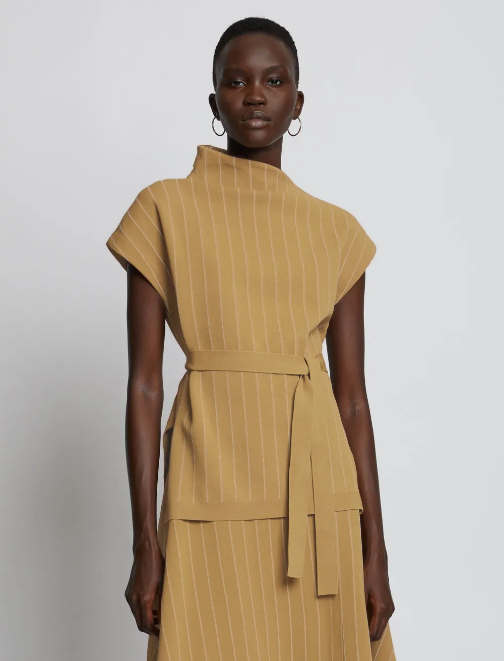 Image of Proenza Schouler Chalk Stripe Knit Top  camel/white/brown S