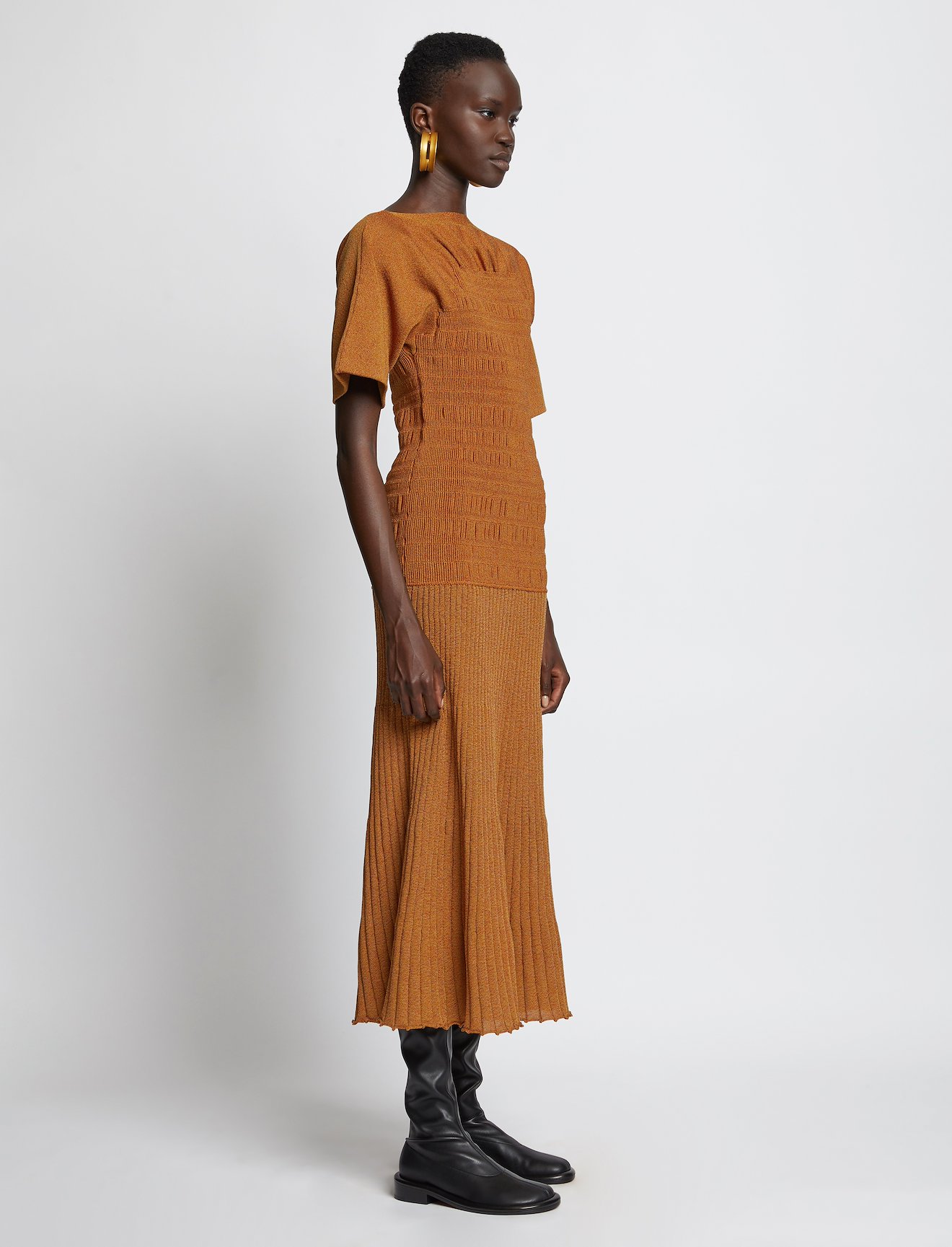 Smocked Knit Dress in yellow | Proenza Schouler