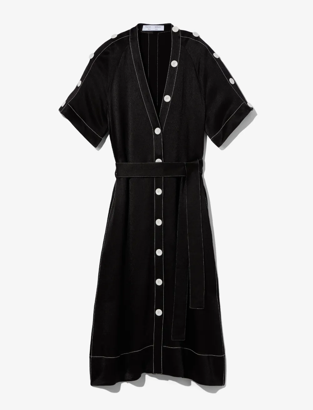 Image of Proenza Schouler White Label Dobby Crepe Convertible Shirt Dress  black