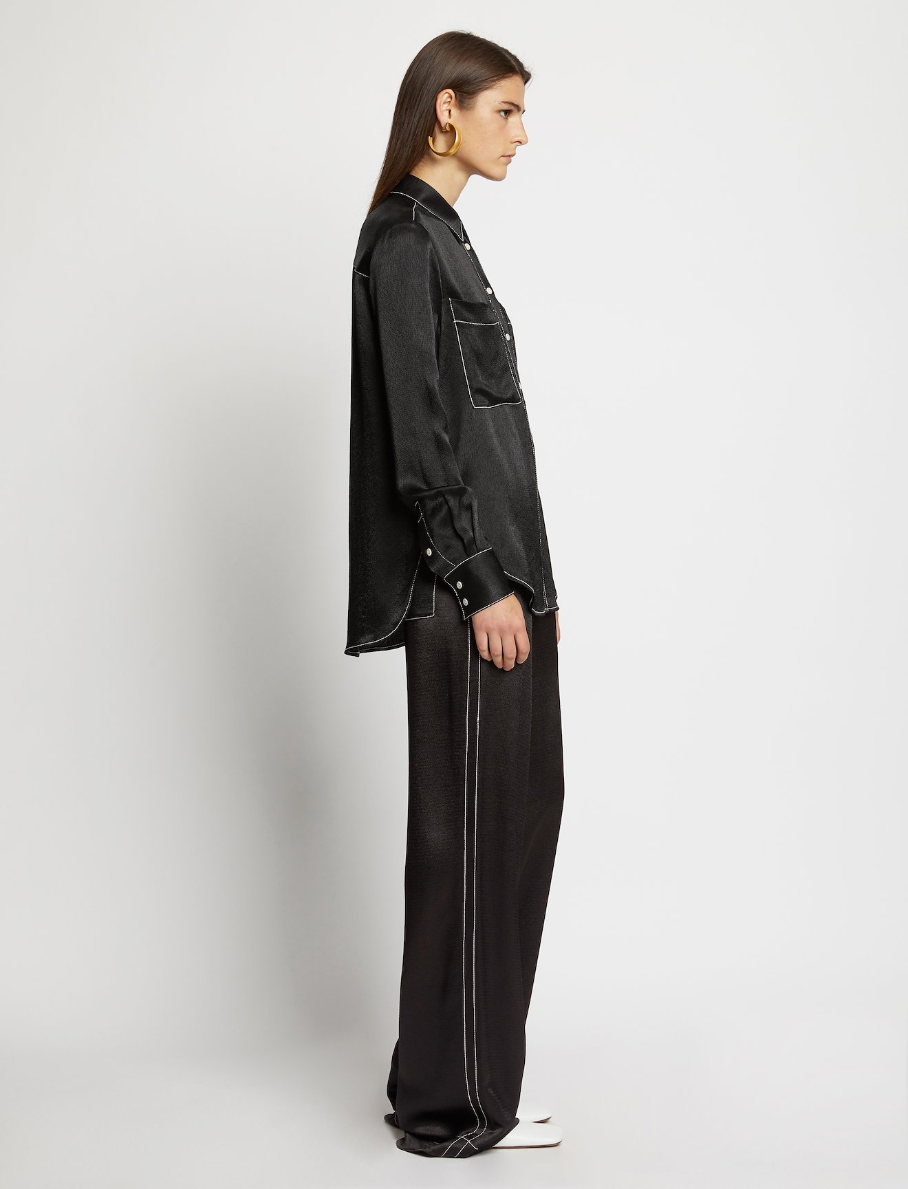 Dobby Crepe Pajama Pants in black | Proenza Schouler