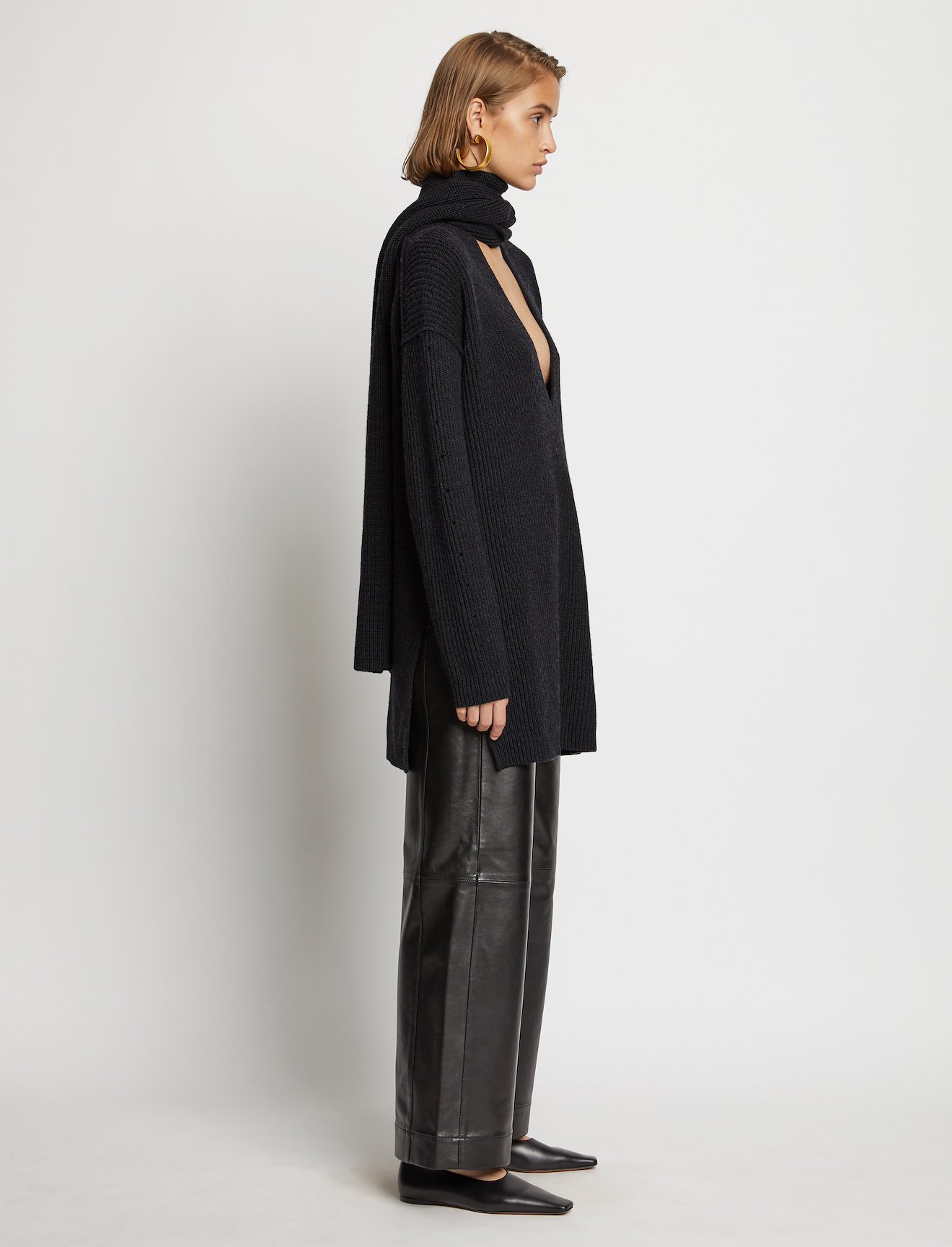 Convertible Scarf V-Neck Sweater #2