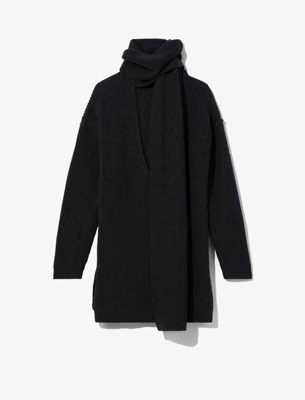 Image of Proenza Schouler White Label Convertible Scarf V-Neck Sweater  charcoal/black XS