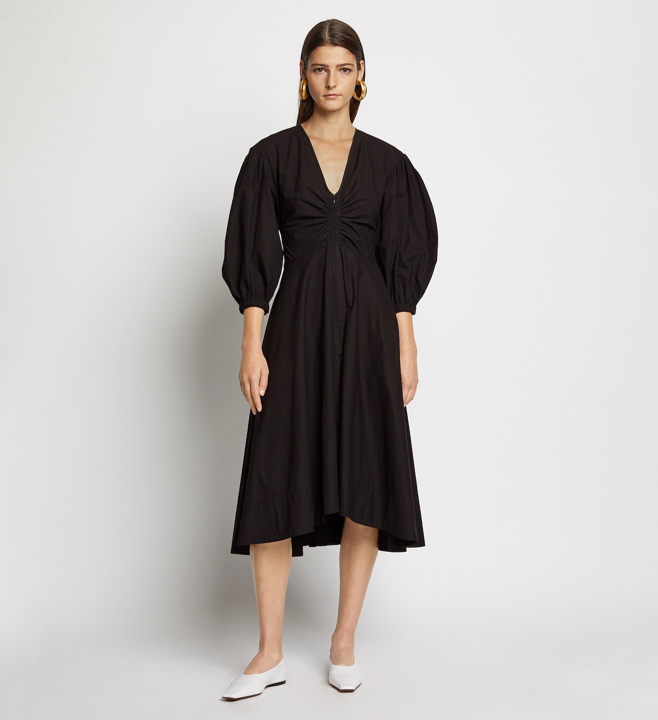 Puff Sleeve Poplin Dress