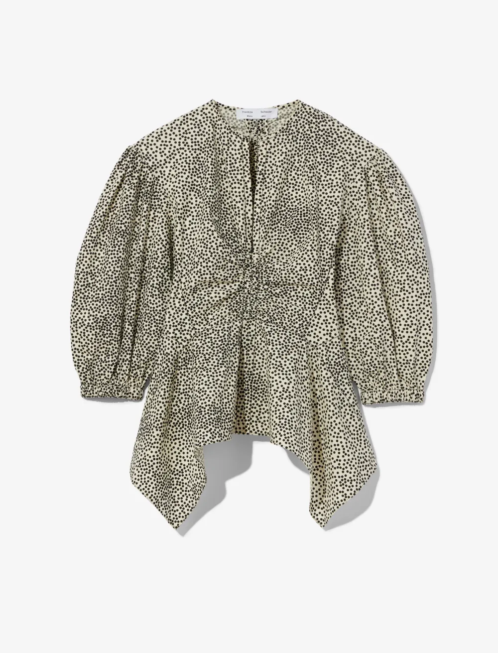 Image of Proenza Schouler White Label Dot Print Puff Sleeve Poplin Top  ecru/black dot/white