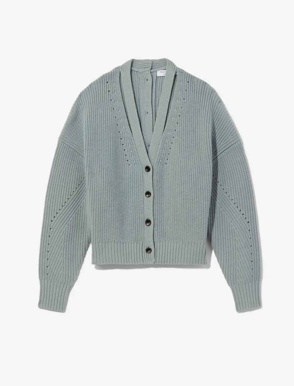 Image of Proenza Schouler White Label Button Back Merino Rib Cardigan  steel blue XS