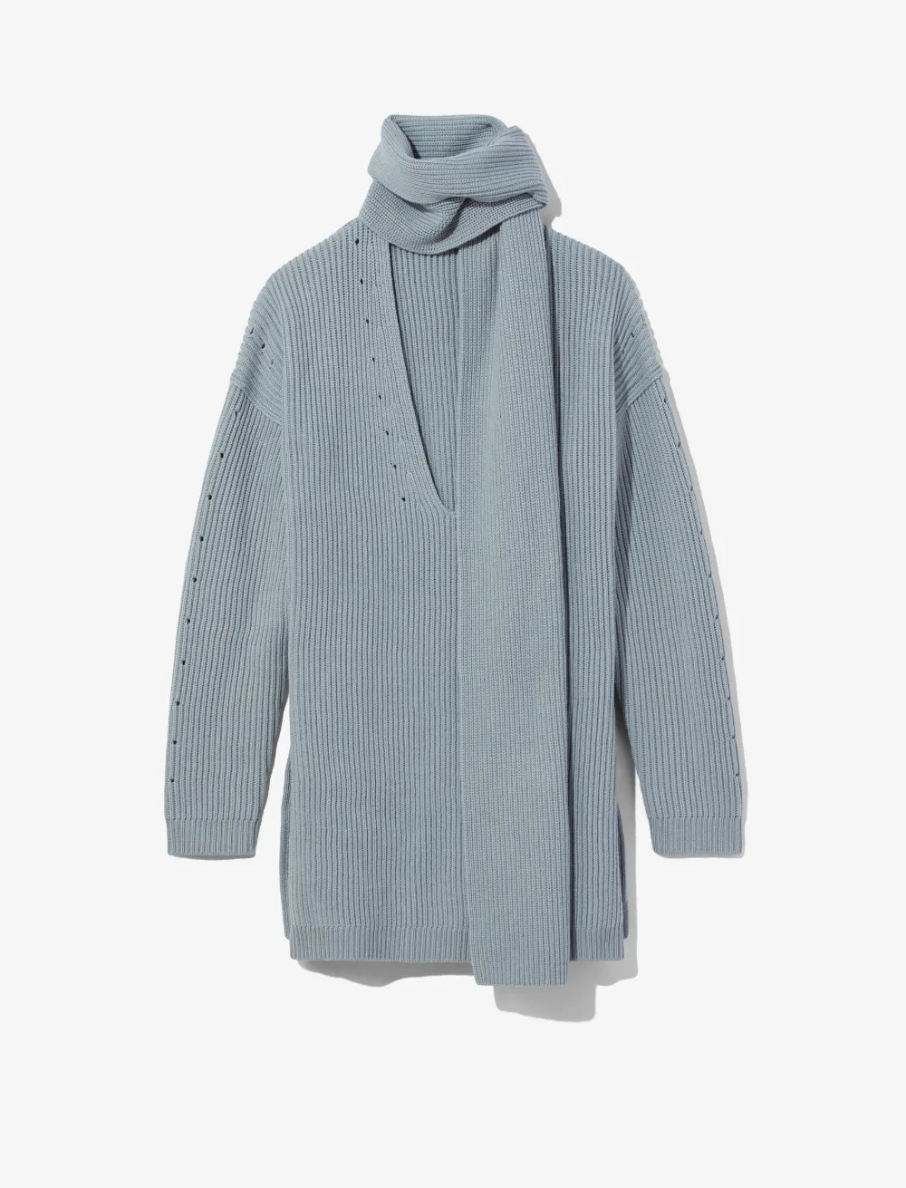 Image of Proenza Schouler White Label Convertible Scarf V-Neck Sweater steel blue XS