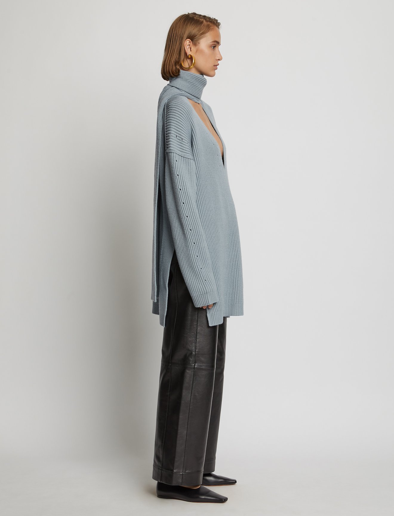 Convertible Scarf V-Neck Sweater #2