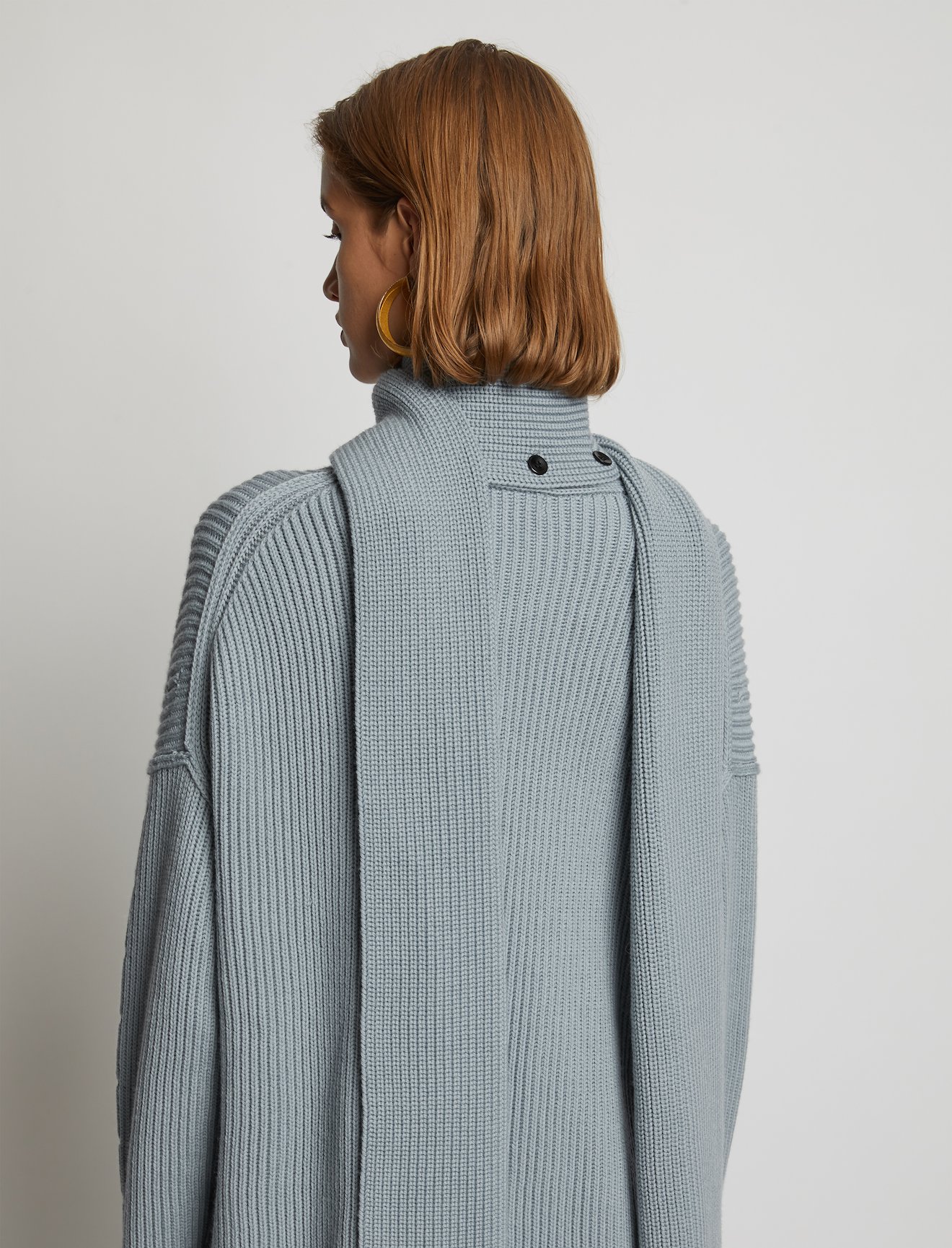 Convertible Scarf V-Neck Sweater #4