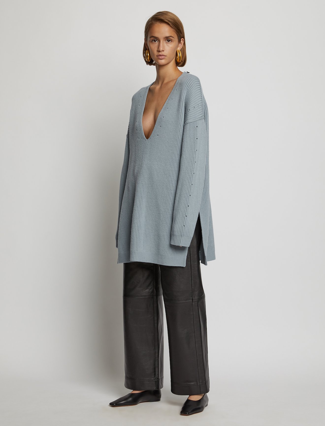 Convertible Scarf V-Neck Sweater #6