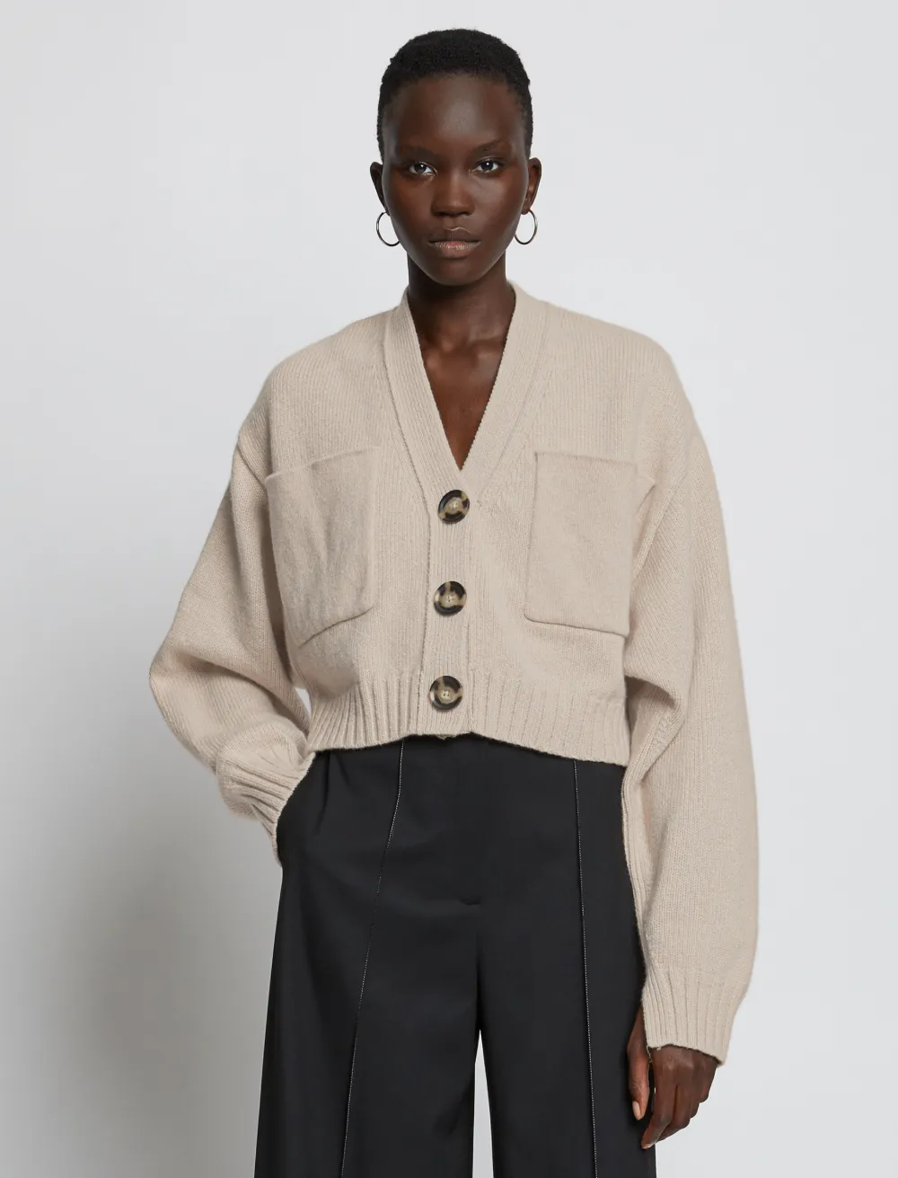 Image of Proenza Schouler Eco Cashmere Cardigan  oatmeal/brown XS