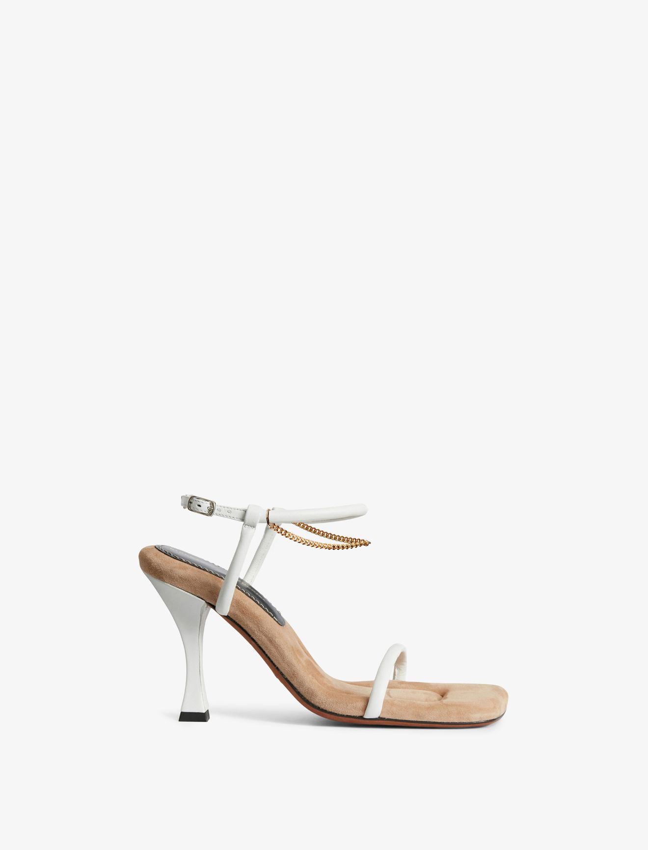 Square Padded Chain Sandals - 90mm in white | Proenza Schouler