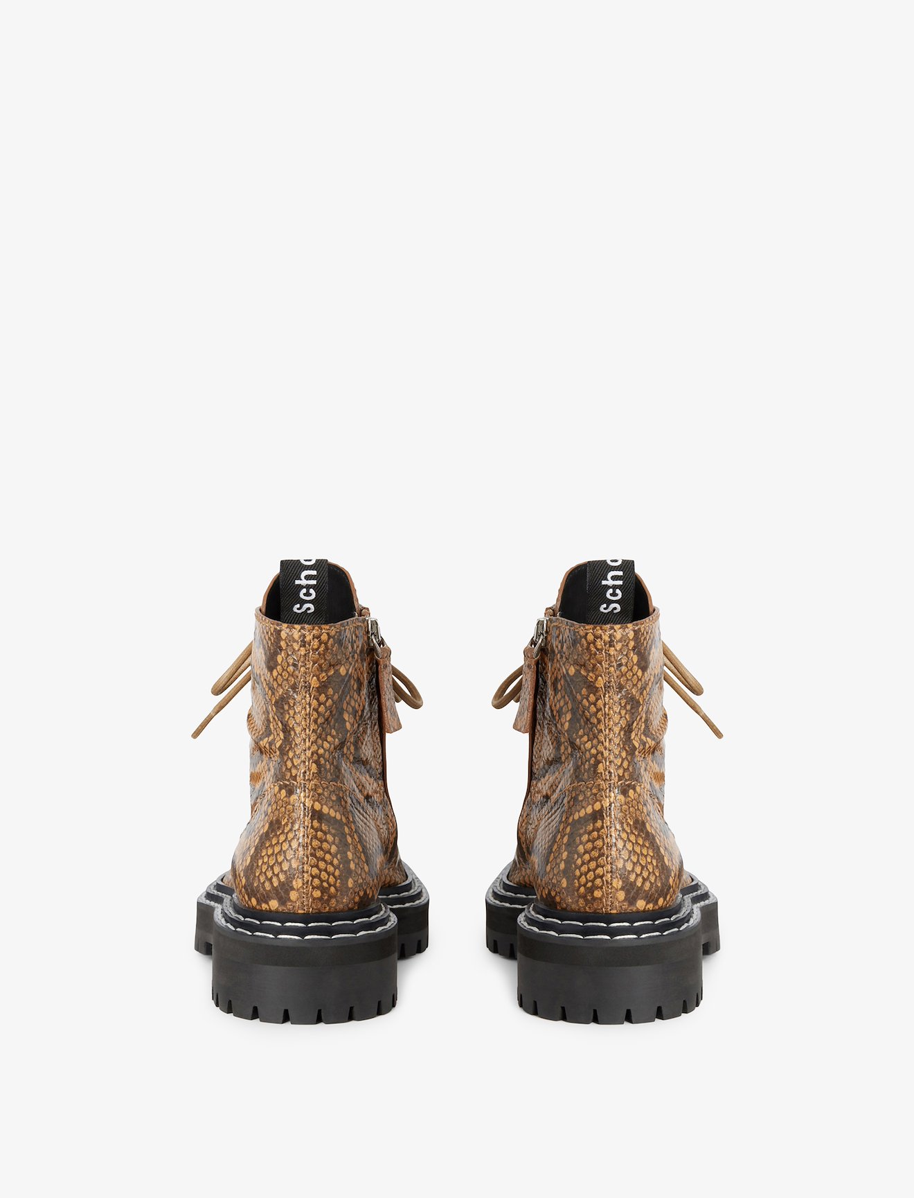 Embossed Python Lug Sole Combat Boots #2