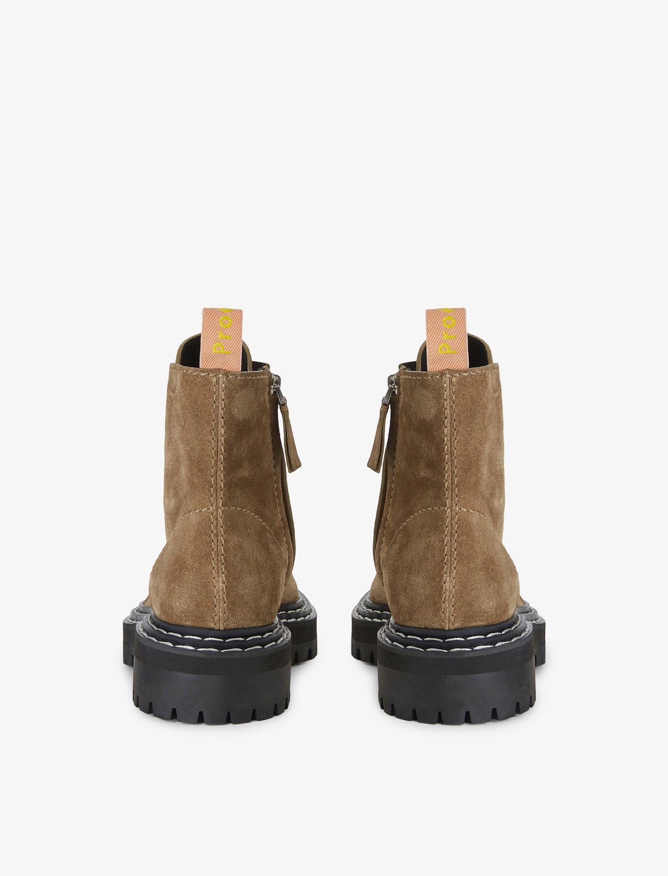 Suede Lug Sole Combat Boots in brown | Proenza Schouler