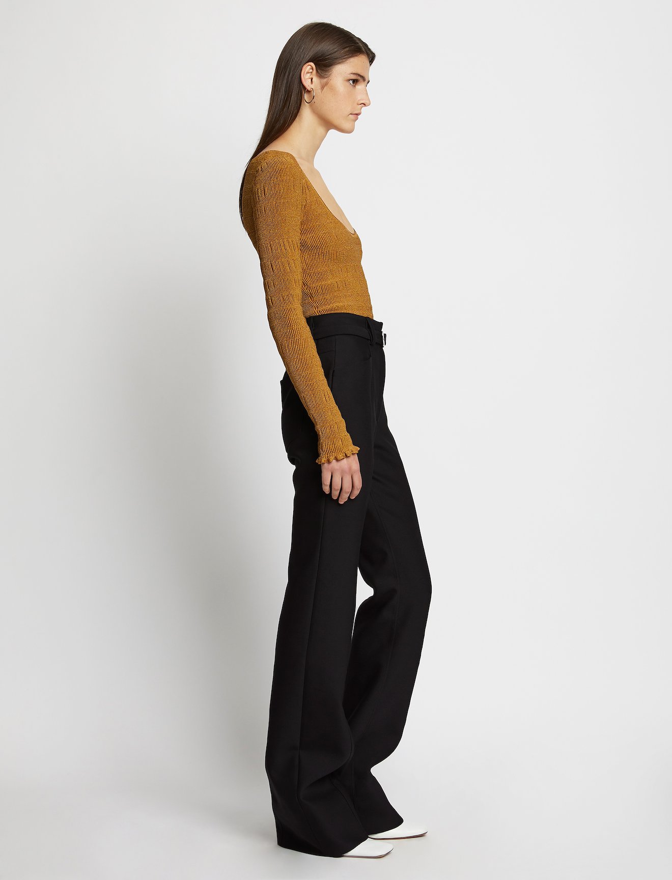 Slub Suiting Long Flare Pants in black | Proenza Schouler