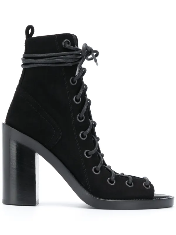lace up open toe booties