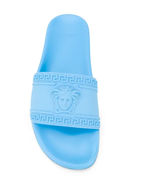 blue versace slides