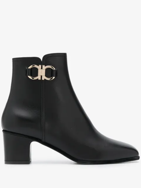 Ferragamo Gancini-buckle leather ankle boots