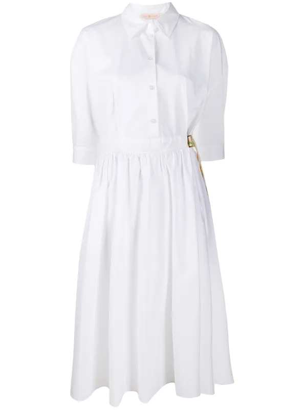 belted shirt dress white