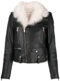 Saint Laurent shearling collar biker jacket - Black