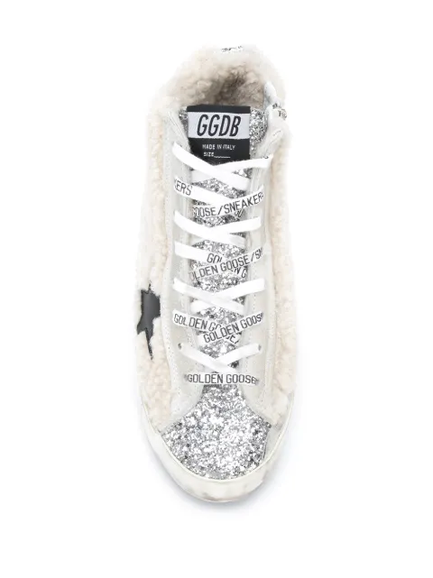 golden goose black shearling sneakers