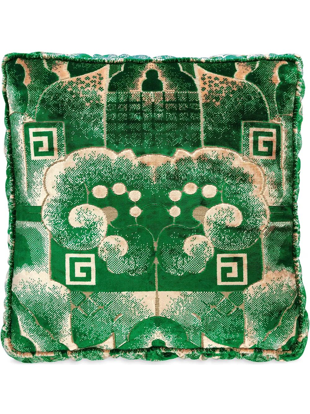 Click to view more detailed imagery on our partner's website Gucci Velvet Square G Cloud Jacquard Cushion In Green