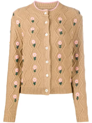 flower embroidered cardigan