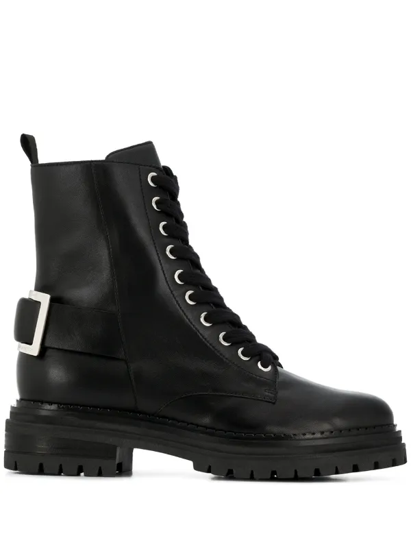 Sergio Rossi Rear Buckle Combat Boots - Farfetch