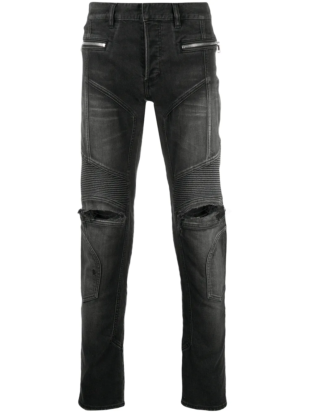 balmain ripped biker jeans