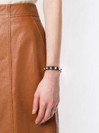 Rockstud embellished leather bracelet展示图