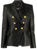 Balmain double-breasted leather blazer - Black