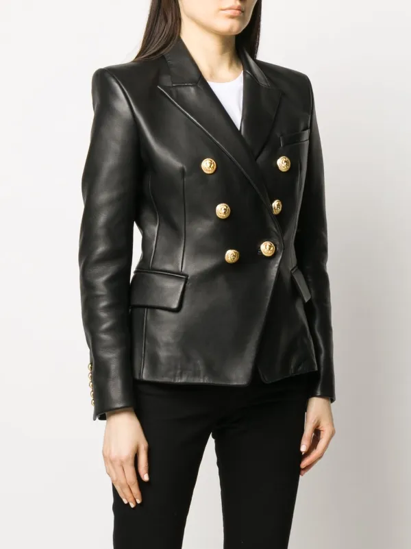 suppe samtale tunge Balmain double-breasted Leather Blazer - Farfetch