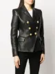 Balmain buttoned leather jacket