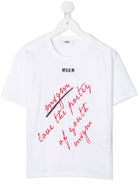 ＜Farfetch＞ MSGM Kids スローガン Tシャツ - ホワイト画像