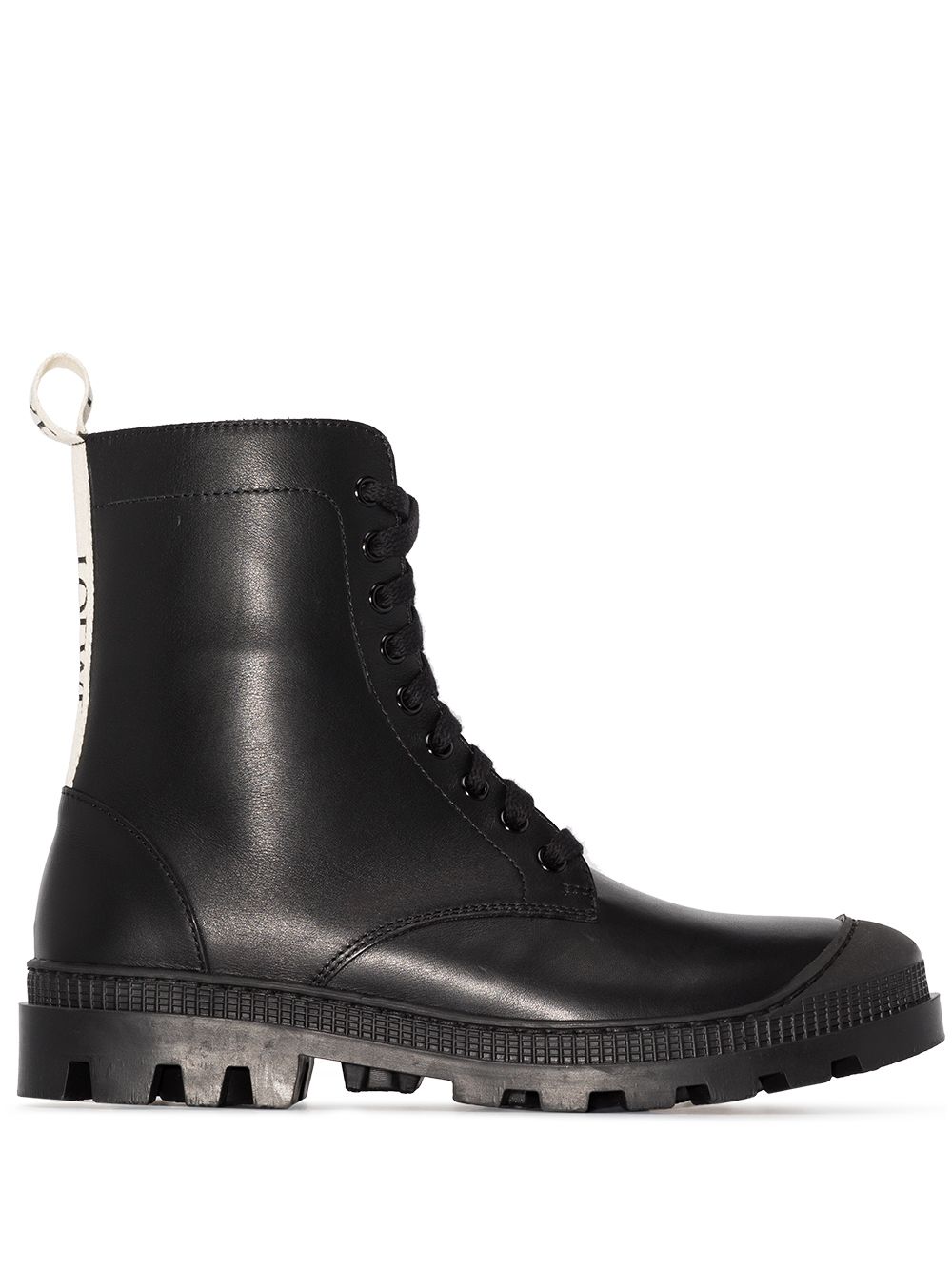 Shop black LOEWE lace-up leather boots 
