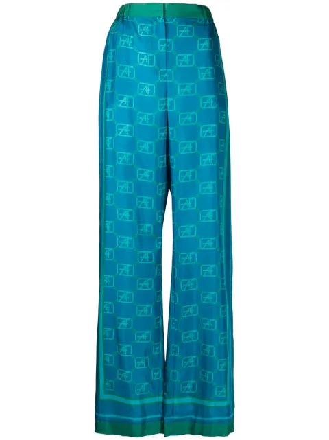 Alberta Ferretti monogram print wide leg trousers