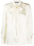Alberta Ferretti pussy-bow tie silk blouse - White